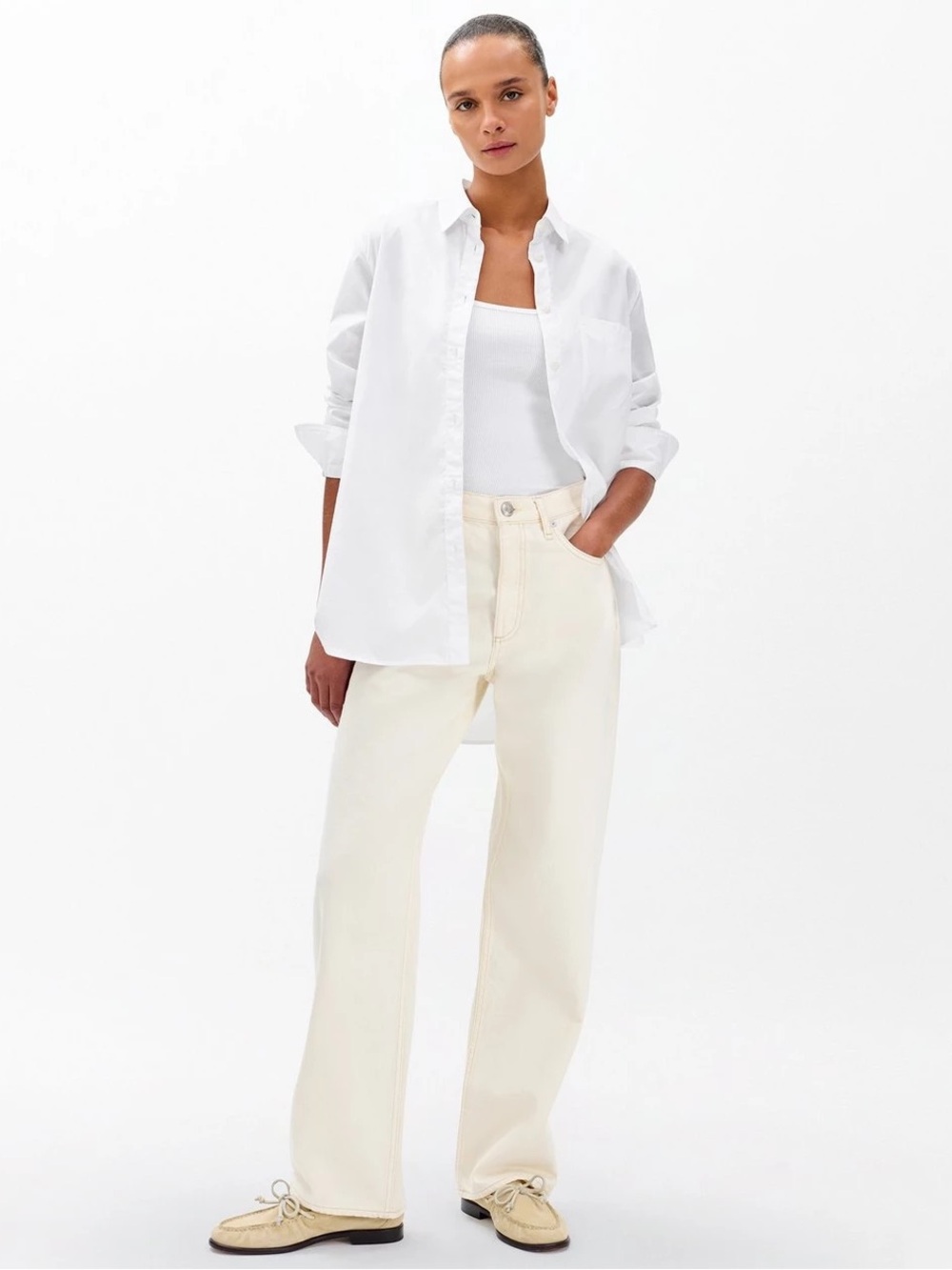 Rag & Bone Shea High-Rise Straight Leg in Ecru